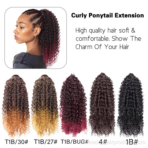 Afro Kinky Curly Ombre Drawstring Ponytails សំយោគ